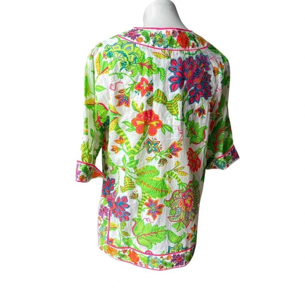 Gretchen Scott - Glorious Split Neck Tunic in Multi Bright, Sz S - Picture 7 of 13